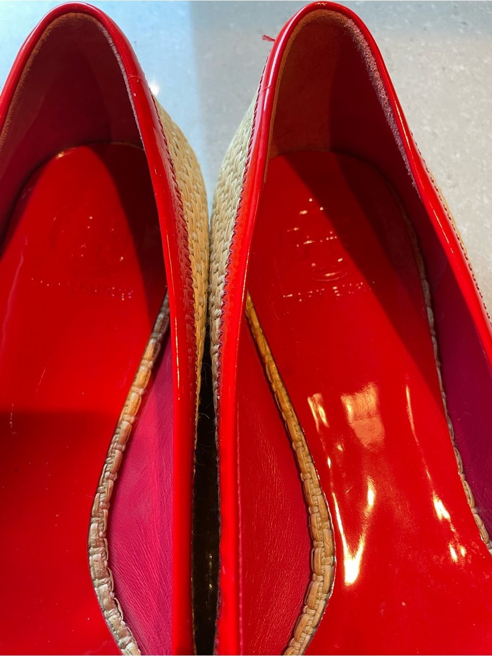 Tory Burch Reva Woven Ballet Flat | Cream/Red/Pink - Picture 4 of 10